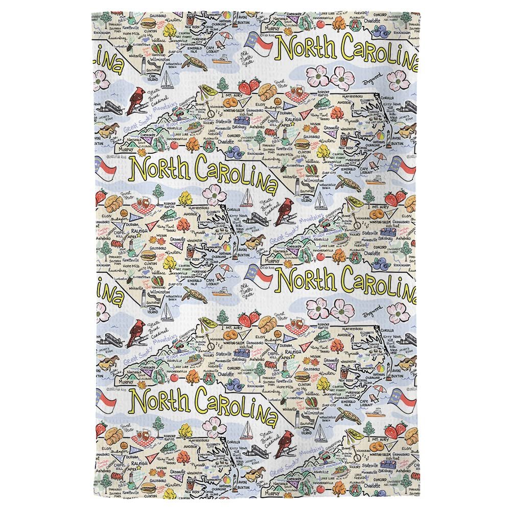 Fish Kiss 16"x24" Map Towel is 100% Microfiber Waffle Weave Help You Explore in Detail – Our Super Absorbent & Soft, Machine Washable State Map Towel is Stain & Wrinkle Resistant