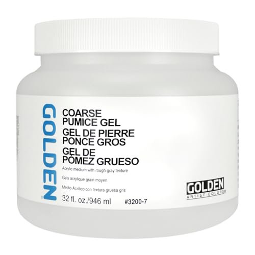 Coarse Pumice Gel by GOLDEN, 32 fl. oz. Jar, Professional Acrylic Gel Medium, Opaque
