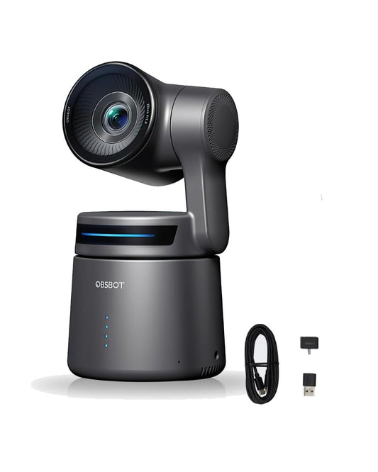 OBSBOT Tail AIR NDI Streaming PTZ Camera, 4K Webcam with AI Tracking, 1.8" CMOS, f/1.8 Aperture, Gesture & Remote Control, Wired&Wireless Connection, LiveStream for Church, Music Live.