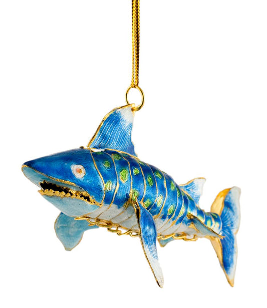 Value Arts Handmade Articulated Dark Blue Shark Ornament