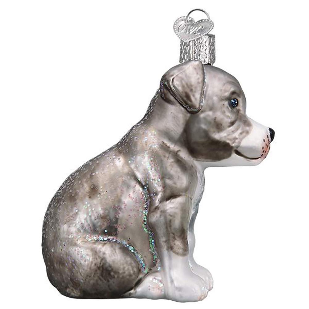 Old World Christmas Ornaments Pitbull Pup Glass Blown Ornaments for Christmas Tree