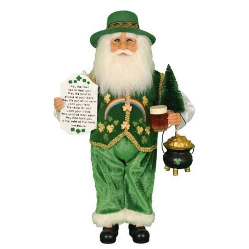 Karen Didion Originals Irish Santa Figurine, 17 Inches - Handmade Christmas Holiday Home Decorations and Collectibles
