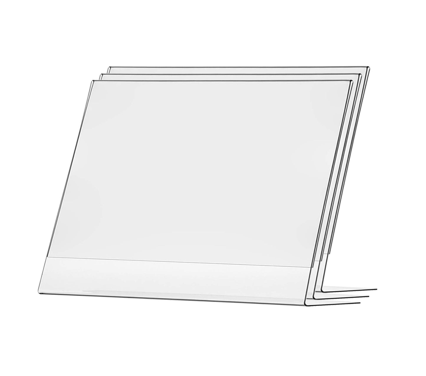 Marketing Holders 4 Pack Large Sign Holder 14" x 11" Landscape Poster Announcement Table Tent Counter Horizontal Advertisements Flyers Informational Sheet Signage Frames Lucite Frame Slant Back