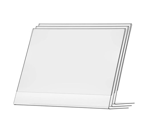 Marketing Holders 4 Pack Large Sign Holder 14" x 11" Landscape Poster Announcement Table Tent Counter Horizontal Advertisements Flyers Informational Sheet Signage Frames Lucite Frame Slant Back