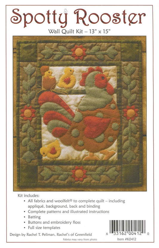 Rachel's Of Greenfield Spotty Rooster Wall Quilt Kit-13"X15"