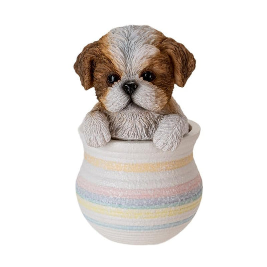 Pacific Giftware Shih Tzu in Pot, Decorative Statue with Shih Tzu in Pot, Keepshake Piece of Any Dog Lover