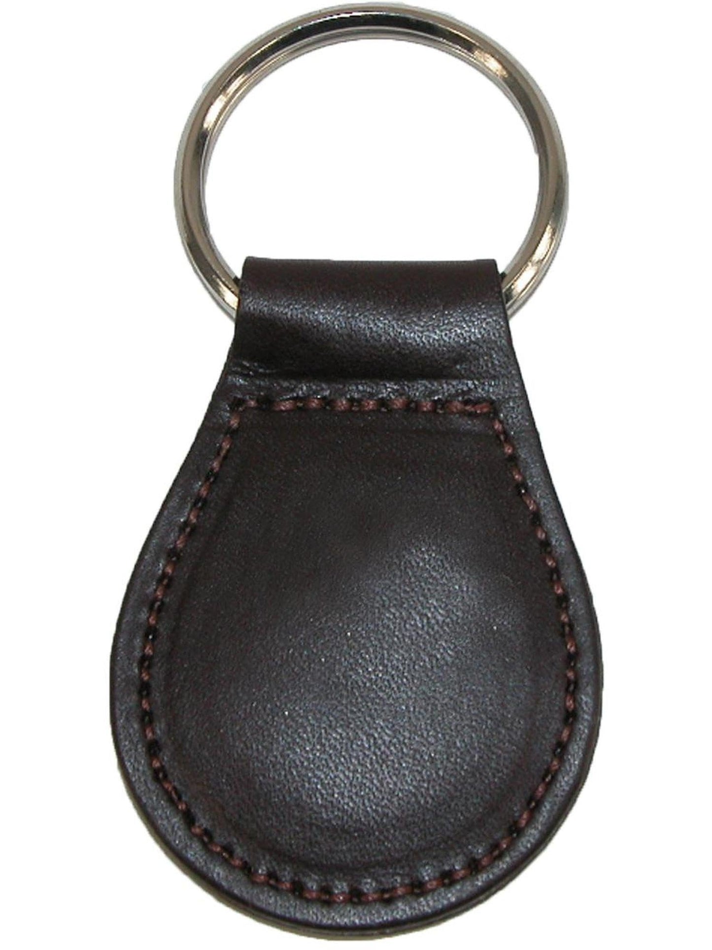 Boston Leather Smooth Leather Tear Drop Key Fob Keychain, Brown