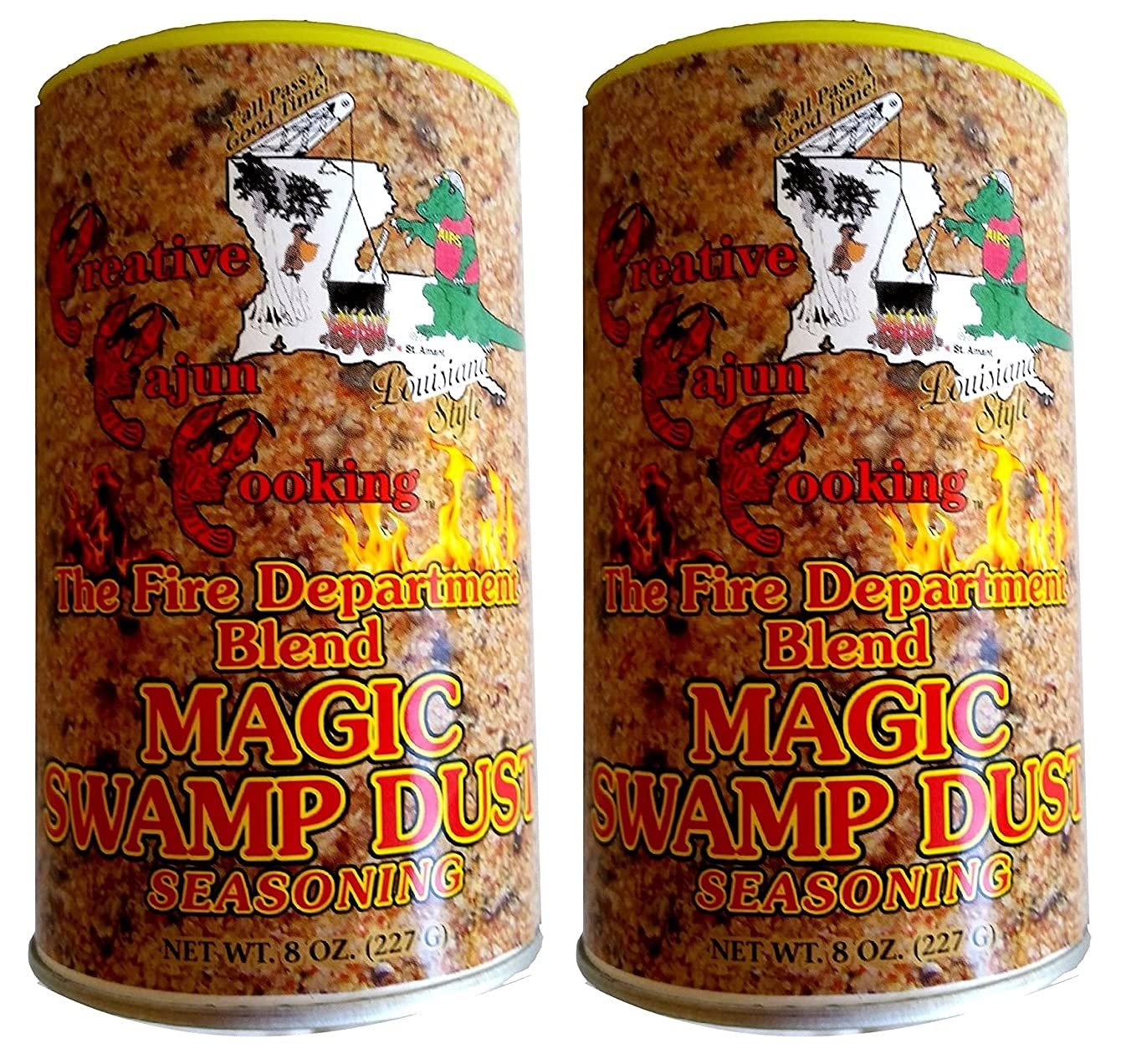 Creative Cajun Cooking Magic Swamp Dust The Fire Department Blend - 8 Ounce Canisters (No MSG Blend - Pack of Two, 1 Pound Total)