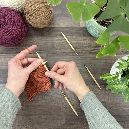 skacel by addi Double Pointed Knitting Needles, 9.5 Inch (24 cm) Flexiflips Double Point Bamboo Knitting Needle Pair with Nylon Cord, 4.5 mm (US Size 7)