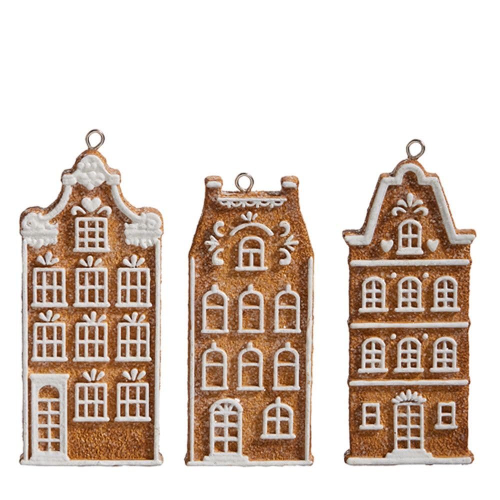 Raz Imports 2024 Gingerbread Lane 5" Gingerbread Village Ornament, Assorted of 3