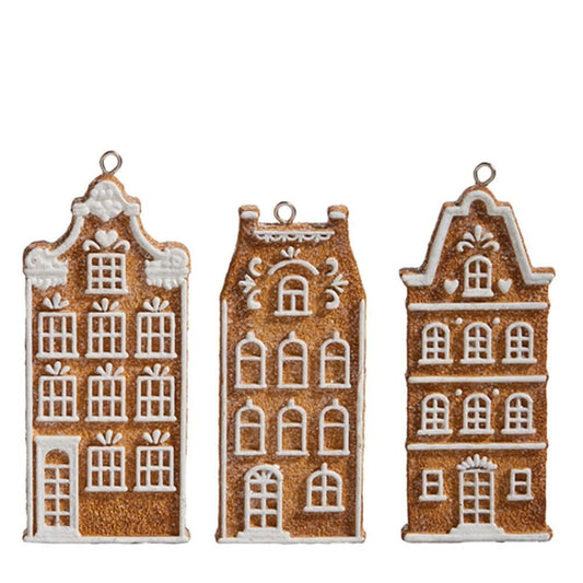 Raz Imports 2024 Gingerbread Lane 5" Gingerbread Village Ornament, Assorted of 3