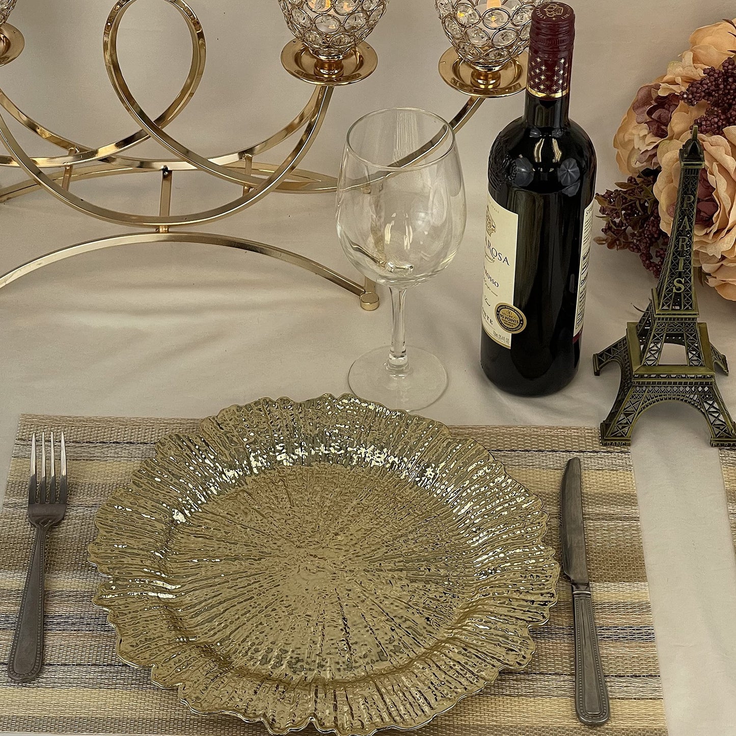 allgala Heavy Quality Round Charger Plates - Elegant Gold Chargers for Dinner Plates