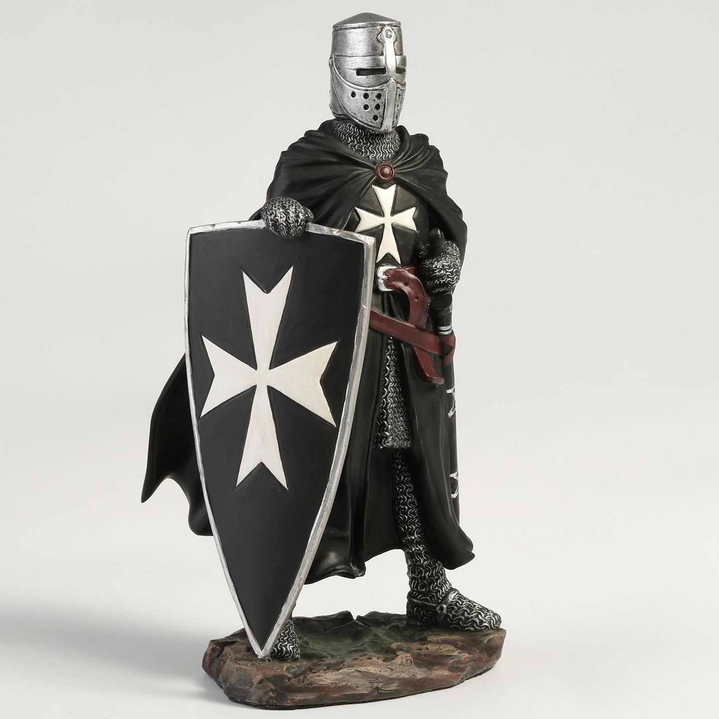 Veronese Design 6 3/8 Inch Maltese Knights Hosipitaller Templar Sword and Shield Hand Painted Polystone Home Decor Statue Collectibles