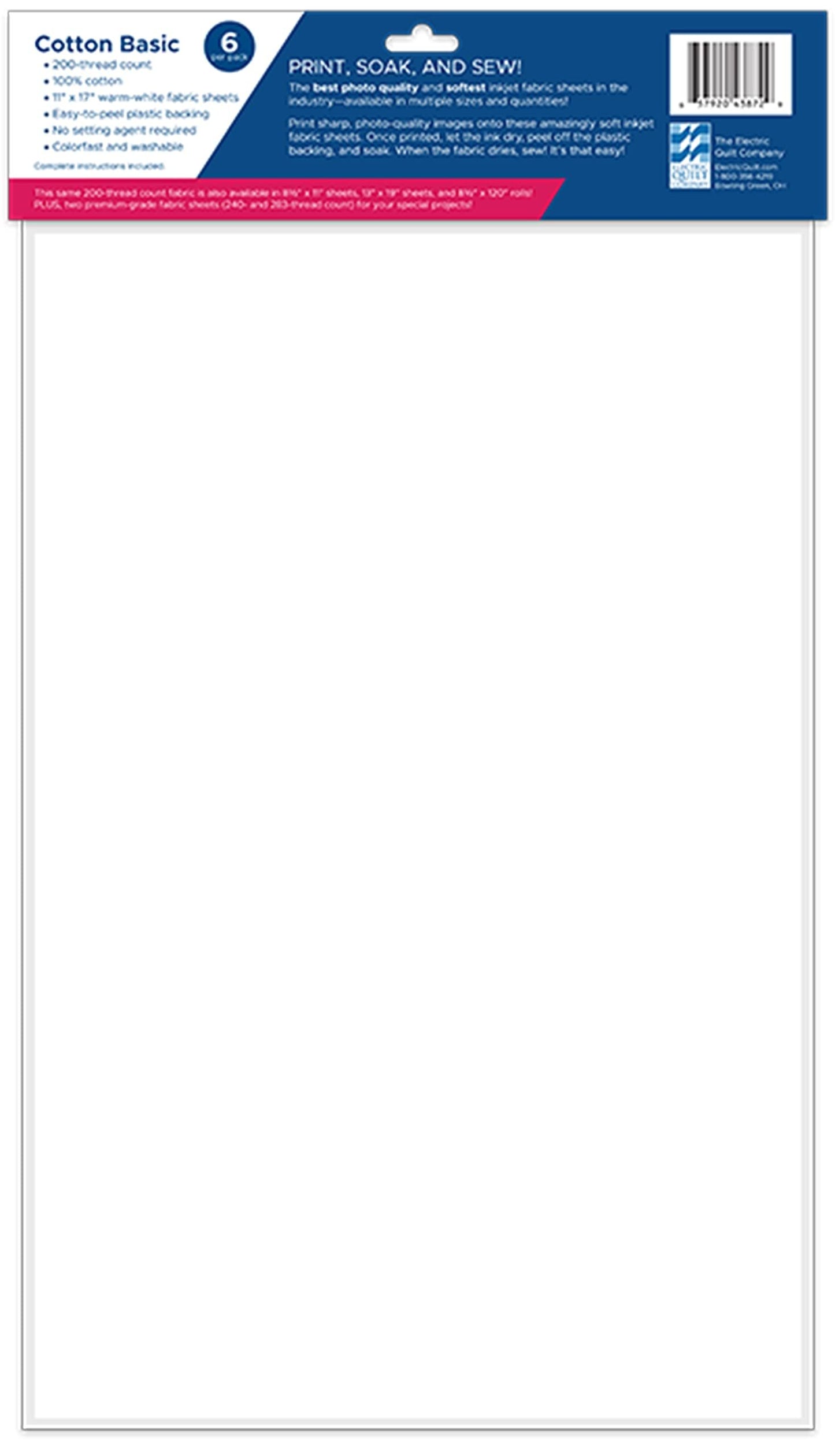 Cotton Printable Fabric Sheets 6 Sheets per Pack