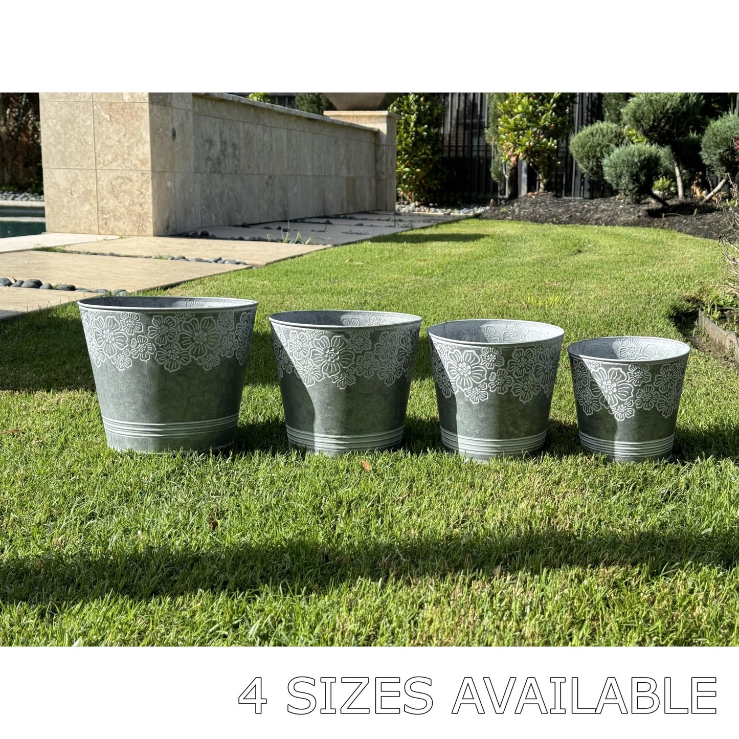 allgala llgala Galvanized Planter Pot Indoor and Outdoor Decoration-Round