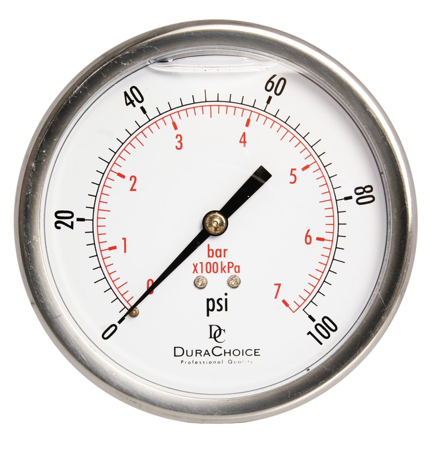 4" Oil Filled Pressure Gauge - Stainless Steel Case, Brass, 3/8" NPT, Center Back Mount Connection