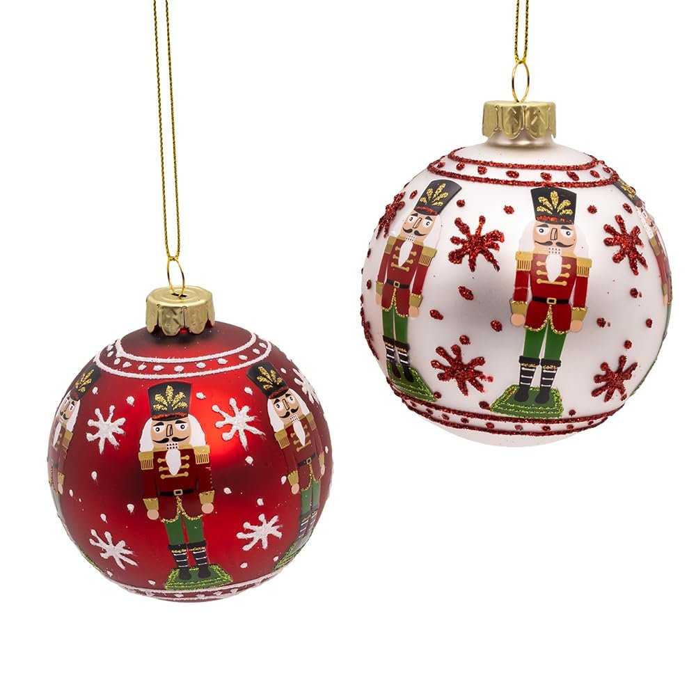 Kurt Adler 3-inch Glass Nutcracker Design Ball Ornaments