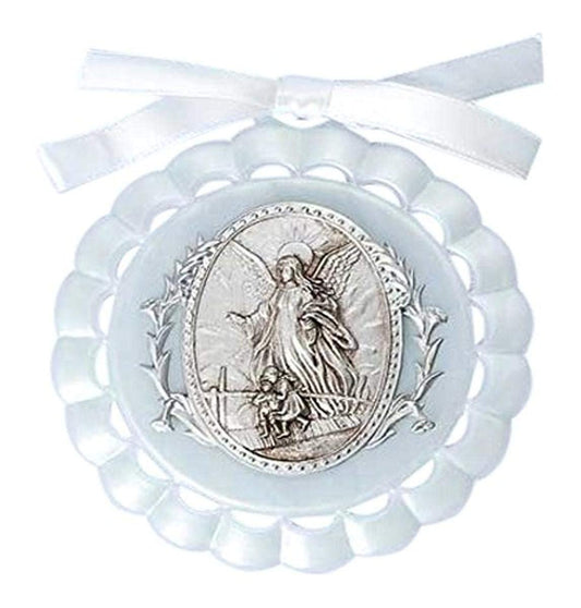 Roman Giftware Inc., Children's Gifts, New Baby, 4.25" H White Cradle Medal,Religious, Inspirational, Durable (4x1x4)