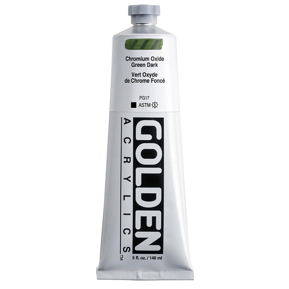 Heavy Body Acrylics by GOLDEN, Chromium Oxide Green Dark, 5 fl. oz. Tube, Professional Acrylic Paint, Opaque
