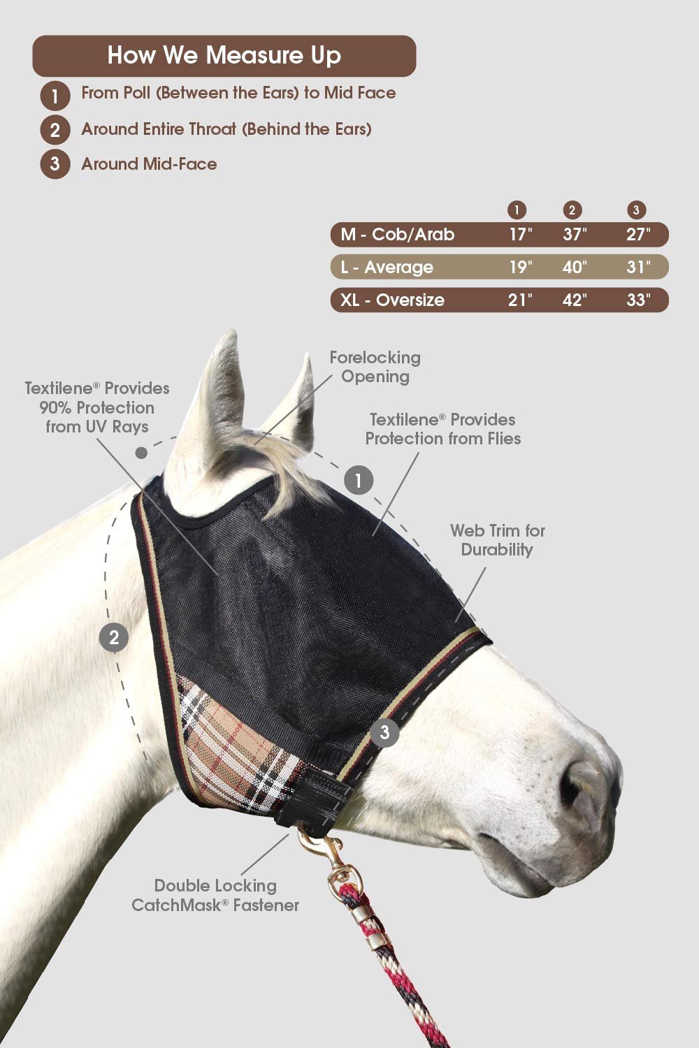 Kensington UViator CatchMask Horse Fly Mask with Web Trim UV Eye Protection Mask for Horse - XL, Kentucky Blue