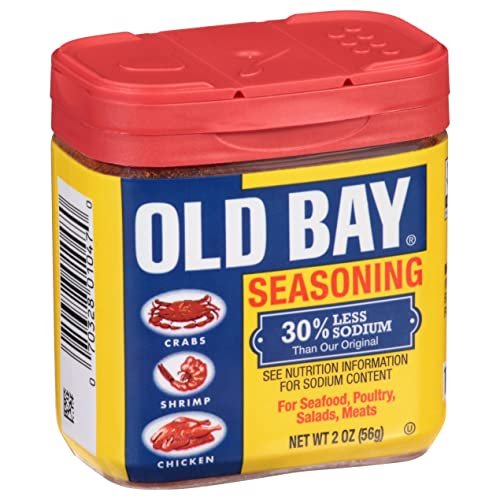 OLD BAY Seasoning, 30% Less Sodium, Non GMO, Gluten Free, Unique Blend of 18 Herbs & Spices for Shrimp, Crab Dip, Seafood & More, 2 oz