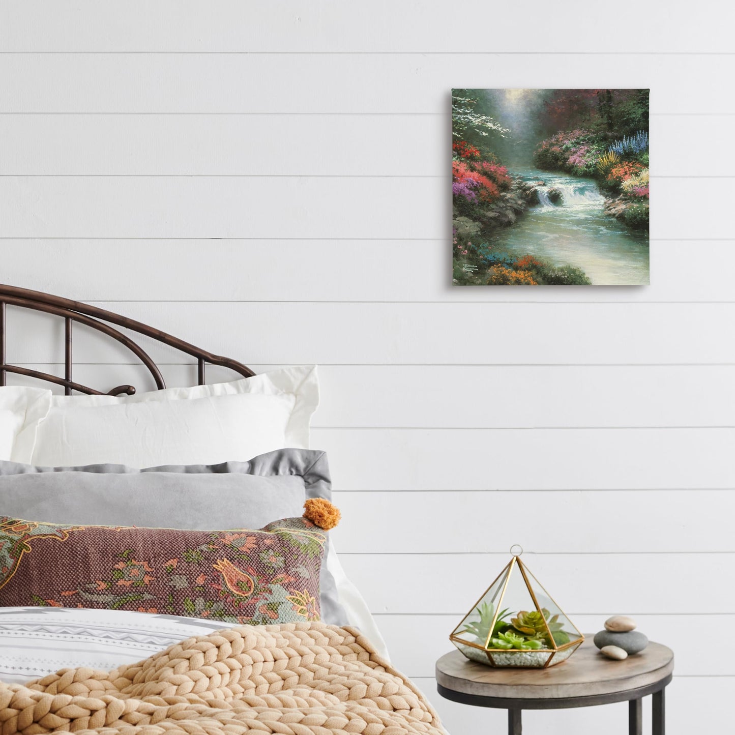 Thomas Kinkade Beside Still Waters 14" x 14" Gallery Wrapped Canvas Art | Frameless Room Wall Art | Certificate of Authenticity Included | Christian Wall Art