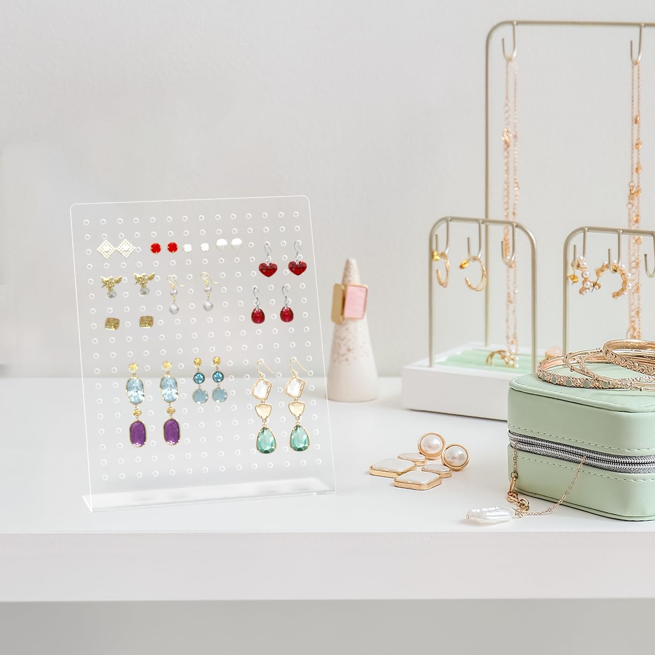 Marketing Holders Earring Display Stand 120 Pair Slant Back Clear Acrylic for Hoops Studs or Dangles Craft Fairs Art Shows Jewelry Designers Secondhand Shops Accessory Outlets Portable Neat