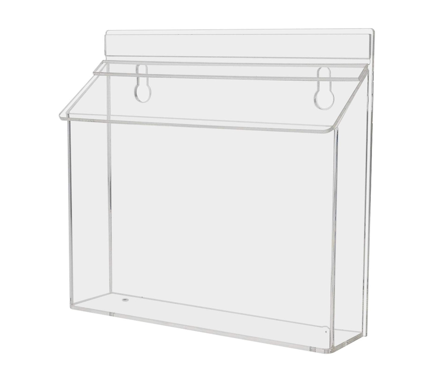 Marketing Holders Outdoor Brochure Holder Holds 9” x 6” Booklets and Bifolds Wall Mount Clear Acrylic Box with Lid Store Front Pamphlet Display Take One Organizer Bin