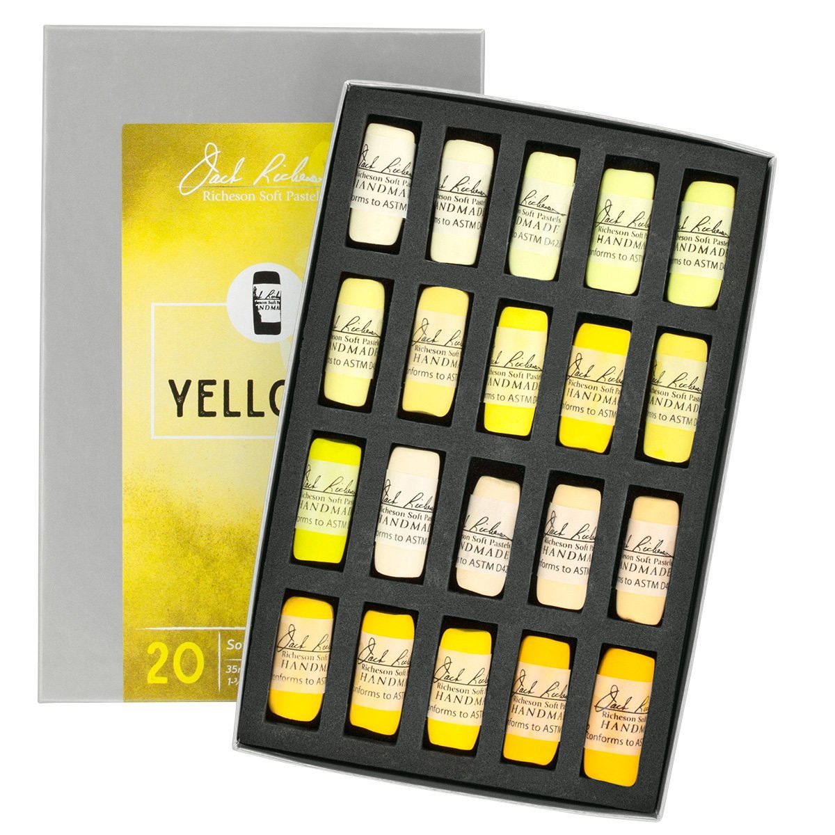 Jack Richeson 20 Piece Color Value Yellows Hand Rolled Soft Pastel Set