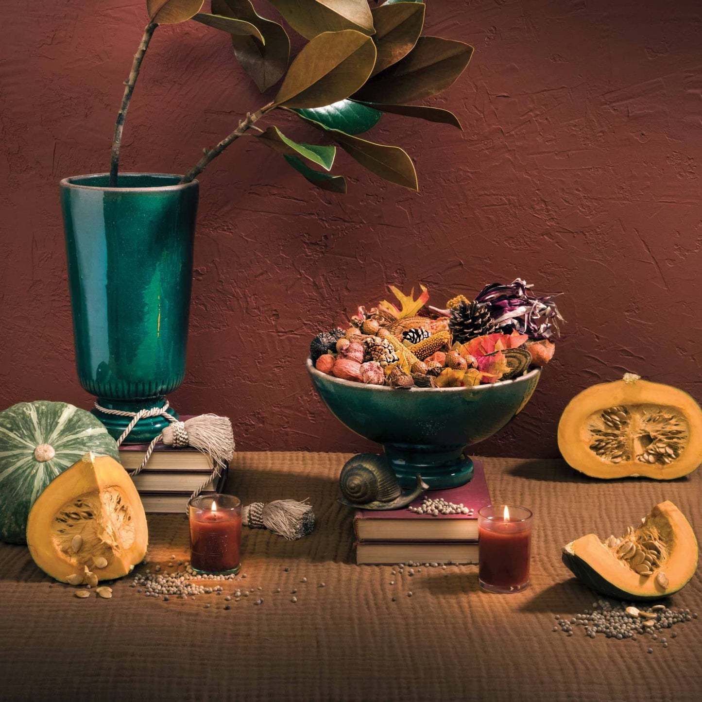 Pumpkin Spice Medium Glass Cube 12oz Candle By Aromatique