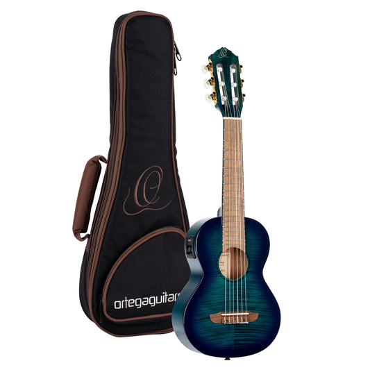 Ortega Guitars 6 String Timber Series Acoustic-Electric Guitarlele w/Bag, Right (RGLE18BLF)