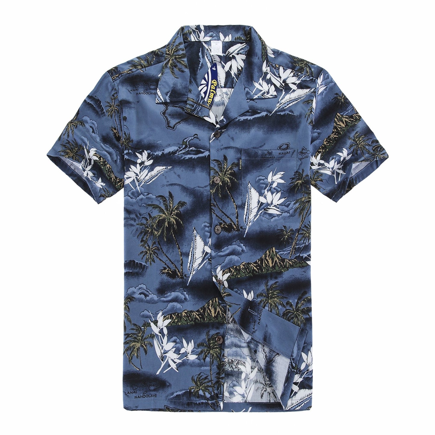 Men's Hawaiian Shirt Aloha Shirt 5XL Blue Surf