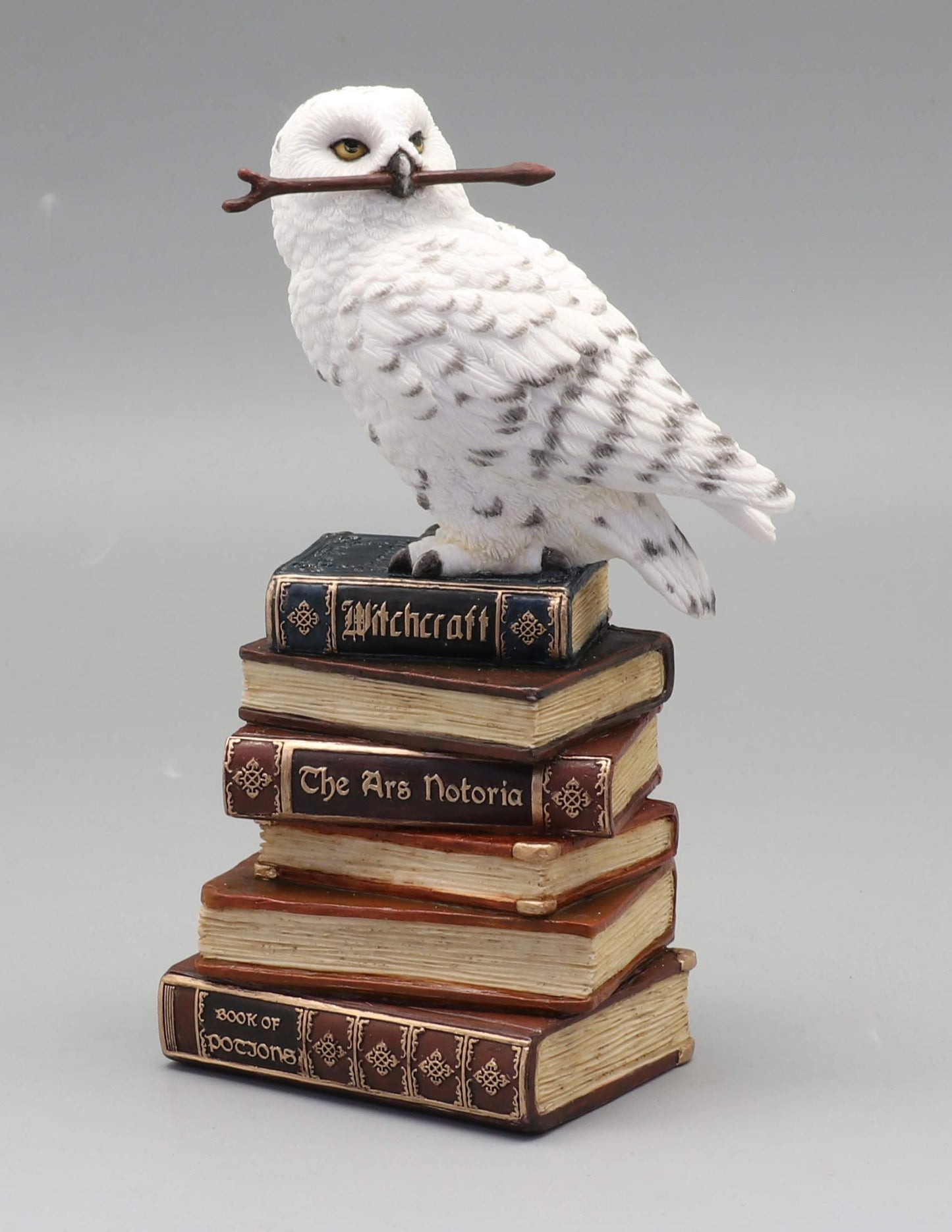 Veronese Design 5 1/2 Inch Magic Wand Snowy Owl On Book Stack Hand Painted Resin Statue Home Decor