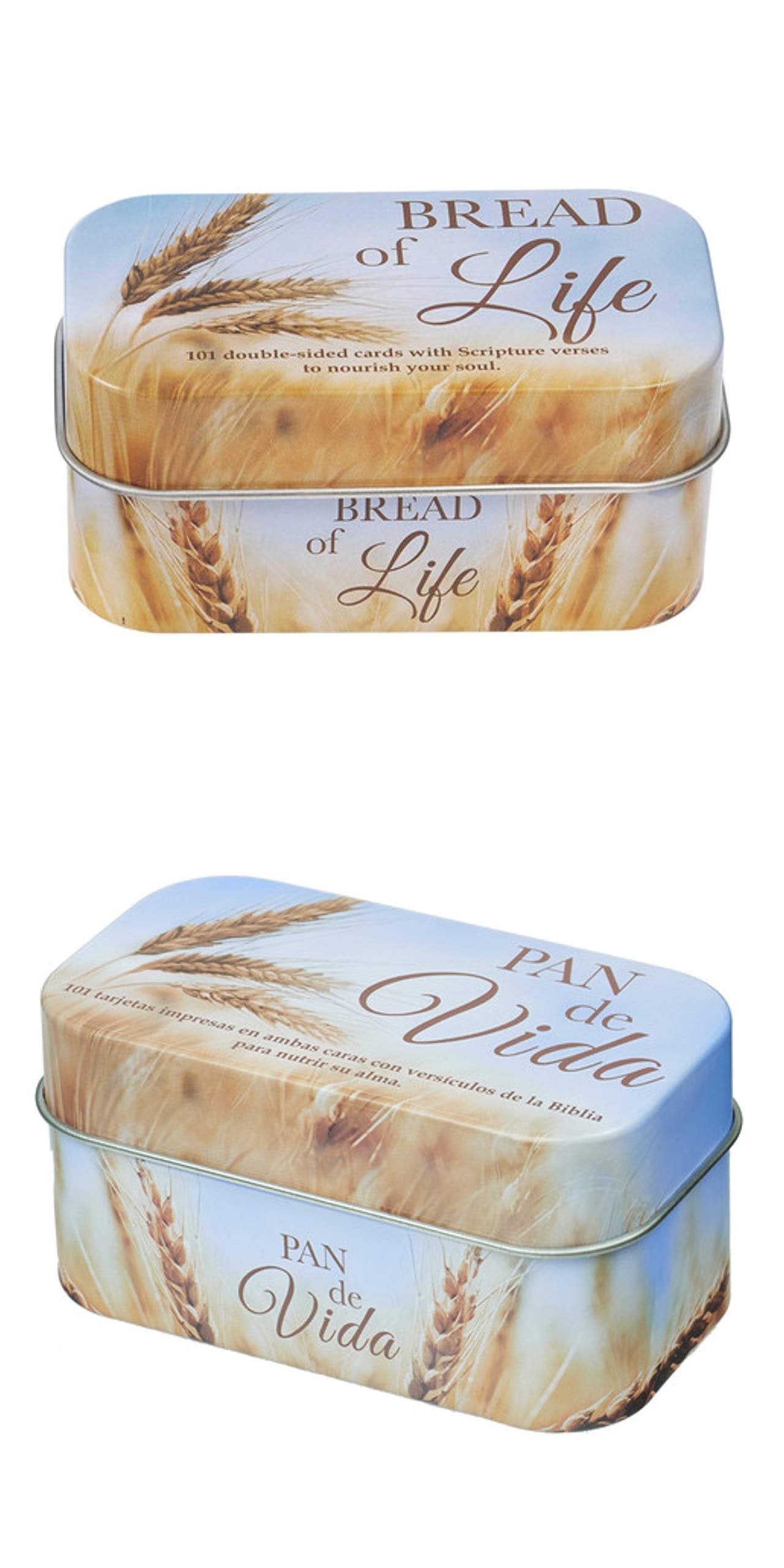 Christian Art Gifts Bible Verse Cards, Set of 2 Bread of Life Promise Boxes, 1 English, 1 Spanish