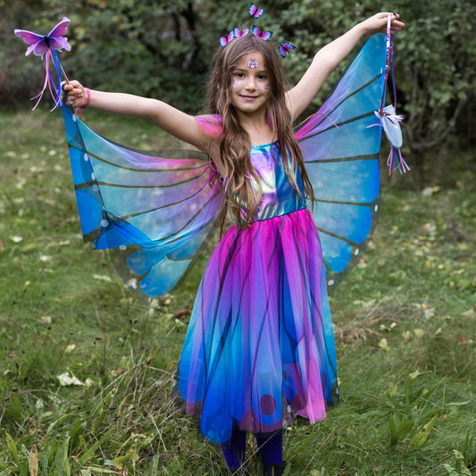 Creative Education Butterfly Twirl Dress & Wings Blue/Purple - Size 3-4 Imaginative Play for Ages 3 to 4
