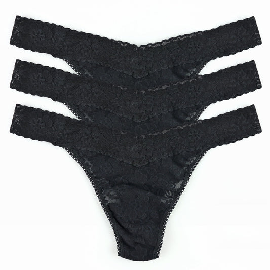 hanky panky - Daily Lace Low Rise Thongs for Women (3 pack) | Comfortable Seamless Underwear Lingerie | One Size (2-12)
