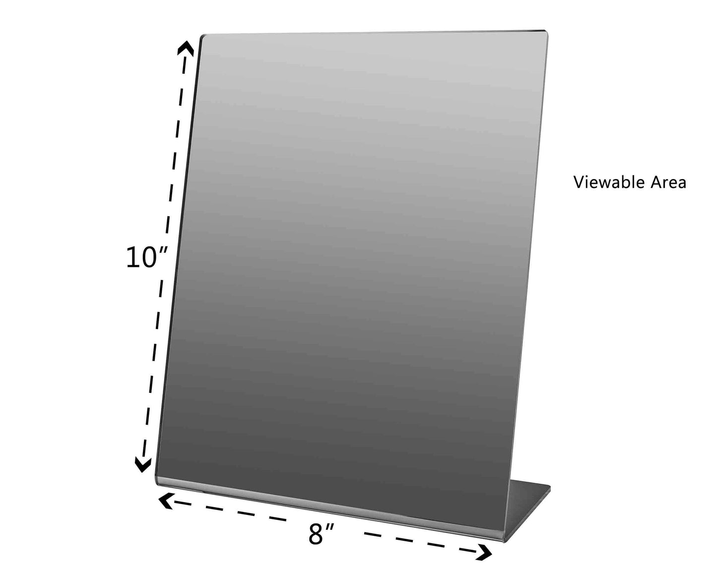 Marketing Holders Acrylic Mirror 8” x 10” Counter Top Slanted Back L Shape Vertical Easel Mirrors No Assembly Jewelry Shop Hair Salon Piercing Kiosk Perfect Travel Locker or Desk Makeup Mirrors
