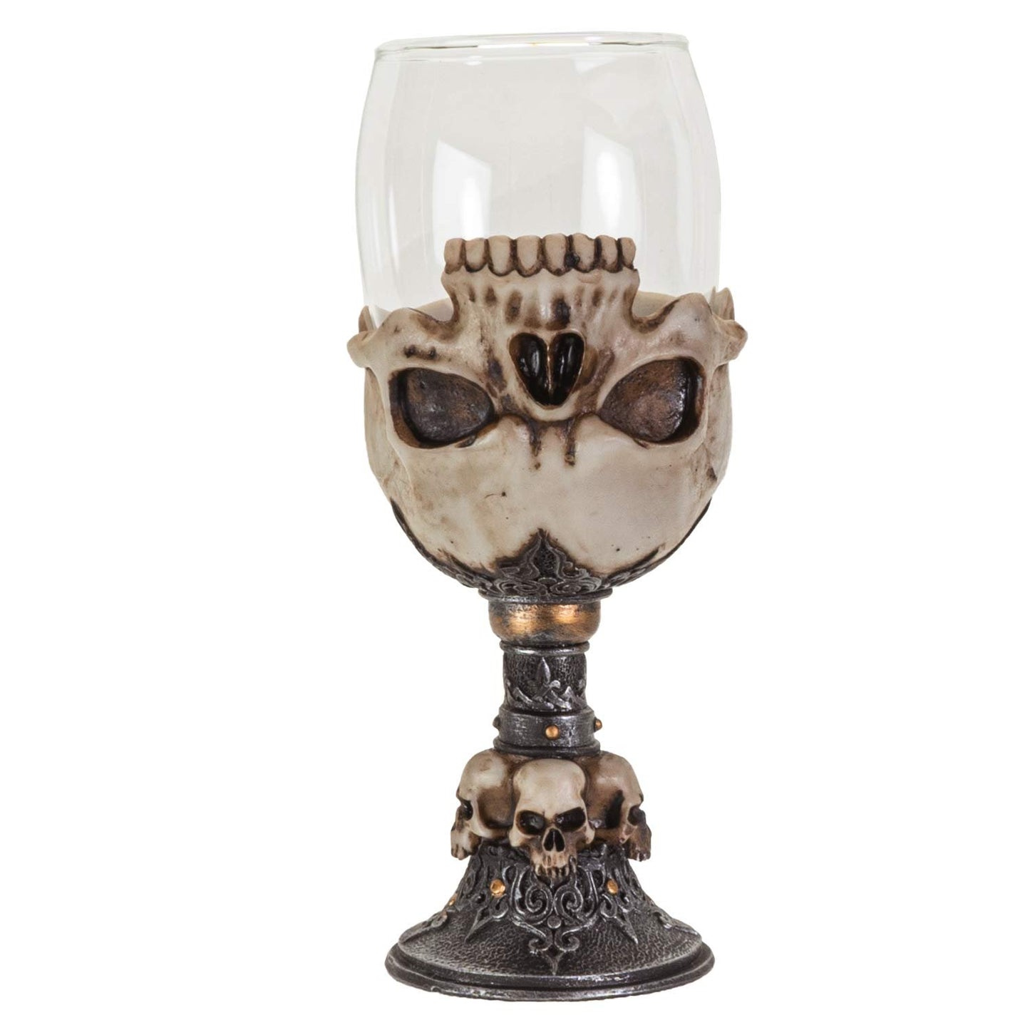 SUMMIT COLLECTION Underworld Upside Down Ossuary Skull Wine Goblet Glass Stemware Sacrificial Ceremonial Skull Wine Chalice Goblet 7 Fl Oz Drinkware