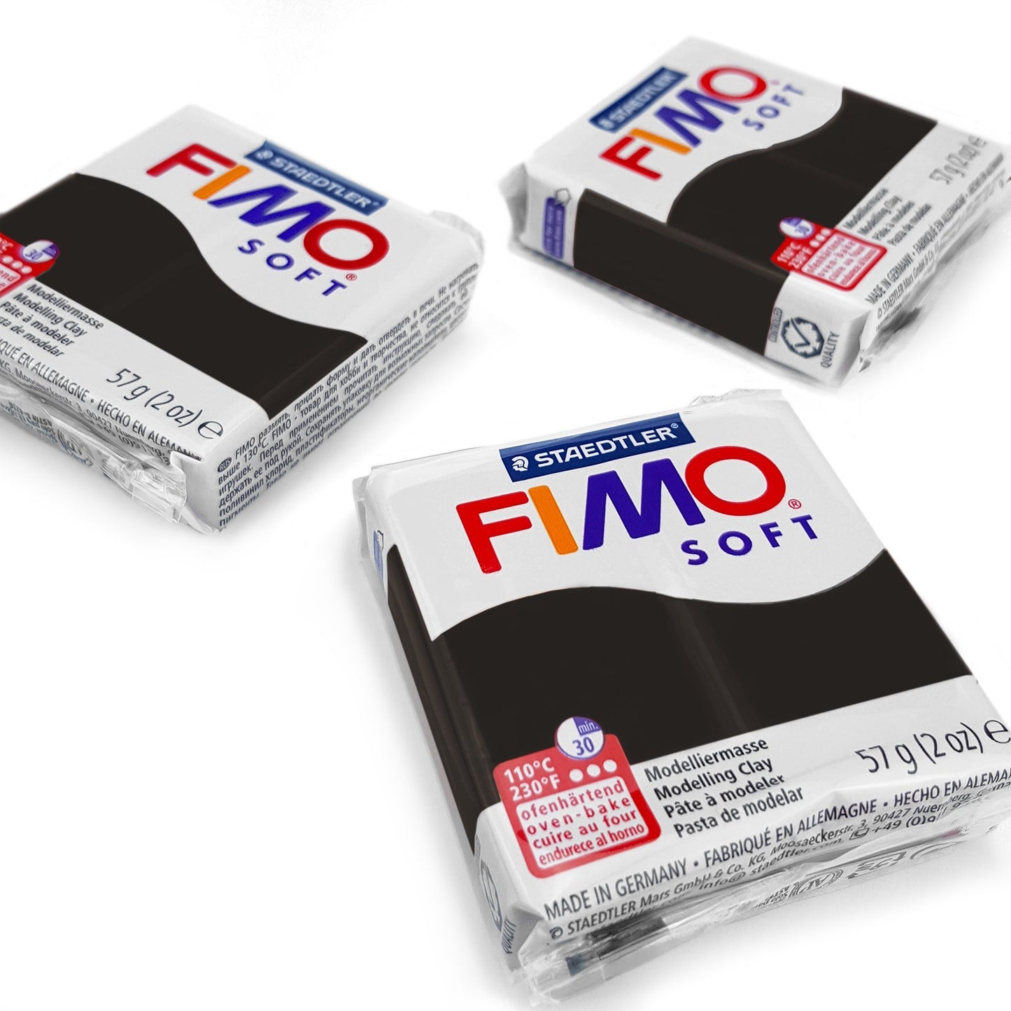 FIMO Soft Polymer Oven Modelling Clay - Most Popular Colours - 57g - Set of 3