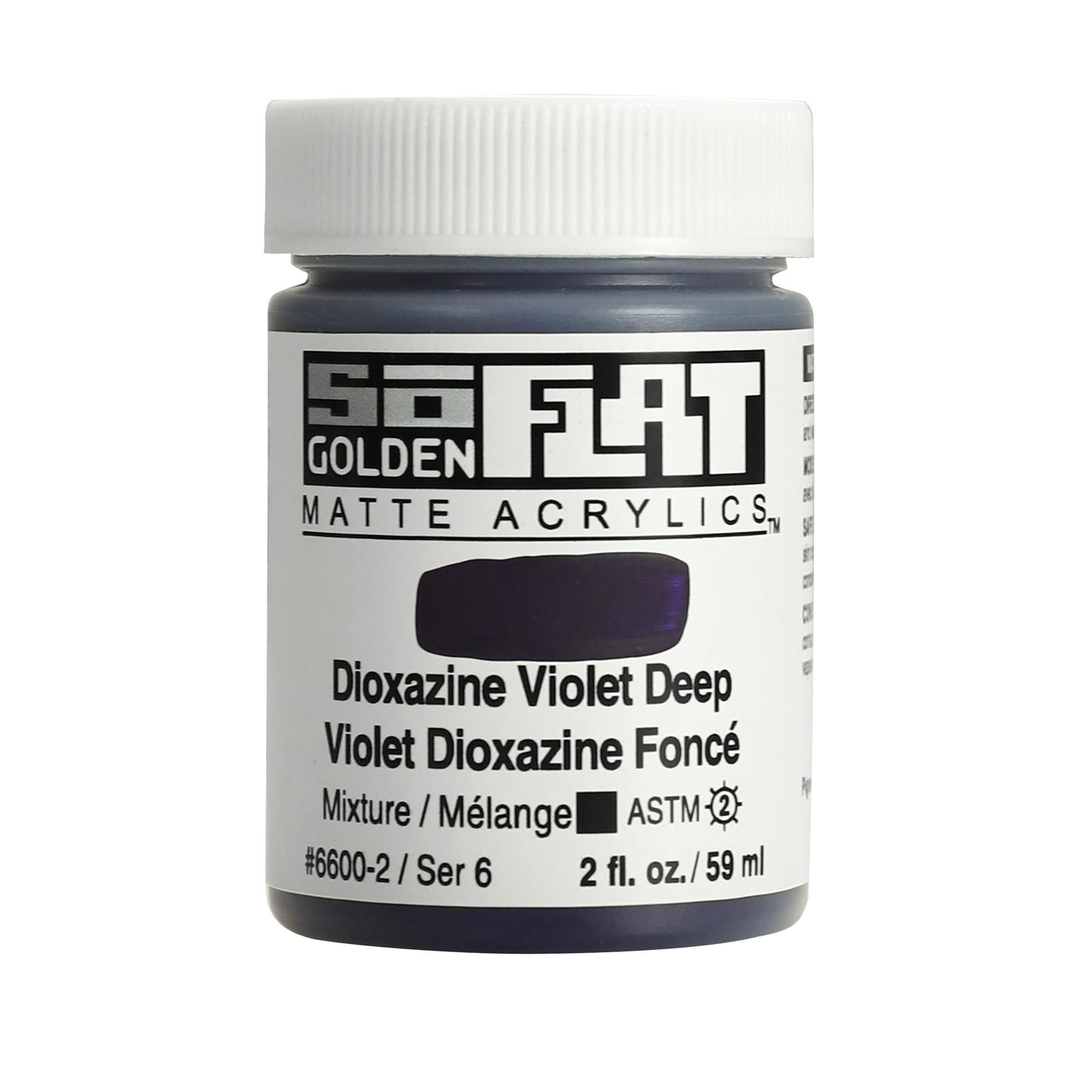 SoFlat Matte Acrylics by GOLDEN, Dioxazine Violet Deep, 2 fl. oz. Jar, Professional Acrylic Paint, Opaque