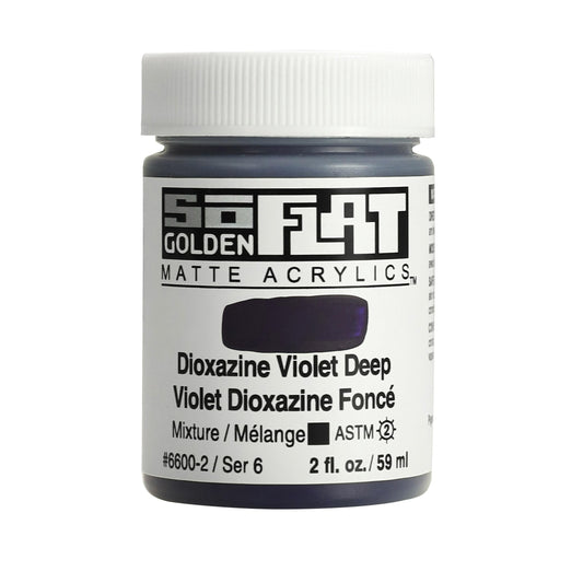 SoFlat Matte Acrylics by GOLDEN, Dioxazine Violet Deep, 2 fl. oz. Jar, Professional Acrylic Paint, Opaque
