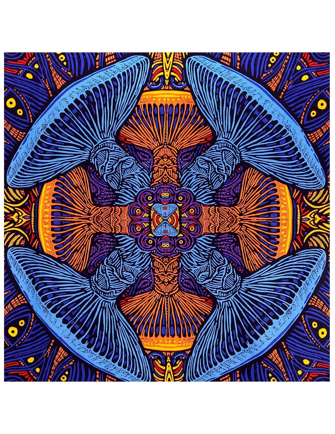 Sunshine Joy 3D Magic Mushroom Tapestry Tablecloth Wall Art Beach Sheet Huge 60x90 Inches - Amazing 3D Effects