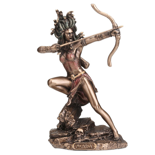 Veronese Design 4 1/2 Inch Medusa The Gorgon Drawing Bow and Arrow Hand Painted Resin Sculpture