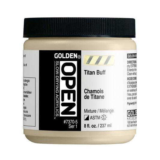 OPEN Slow-Drying Acrylics by GOLDEN, Titan Buff, 8 fl oz. Jar, Professional Acrylic Paint, Semi-Opaque