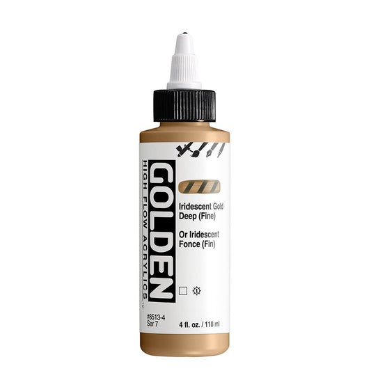 High Flow Acrylics by GOLDEN, Iridescent Gold Deep (Fine), 4 fl. oz. Bottle, Professional Acrylic Paint, Transparent