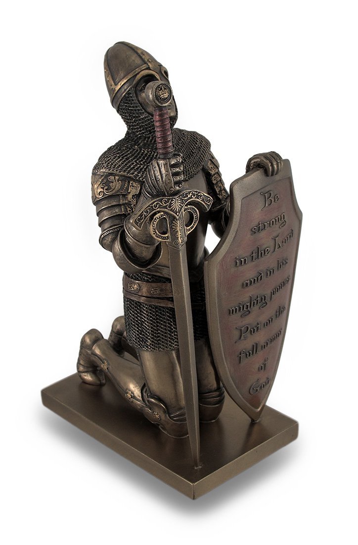 Veronese Design Templar Knight Be Strong in The Lord Bronze Finish Statue
