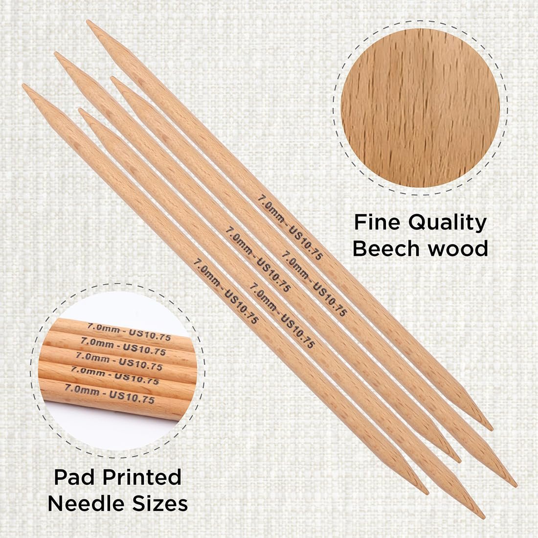 KnitPro Basix Beech Double Pointed Needles 8" (20cm)
