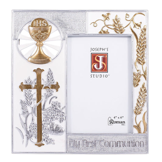 Joseph's Studio by Roman, Communion Collection, 8"H COMMUNION FRAME 4x6 SILVER, Home Décor, Devout Gift, Prayerful Inspiration (1x8x8)