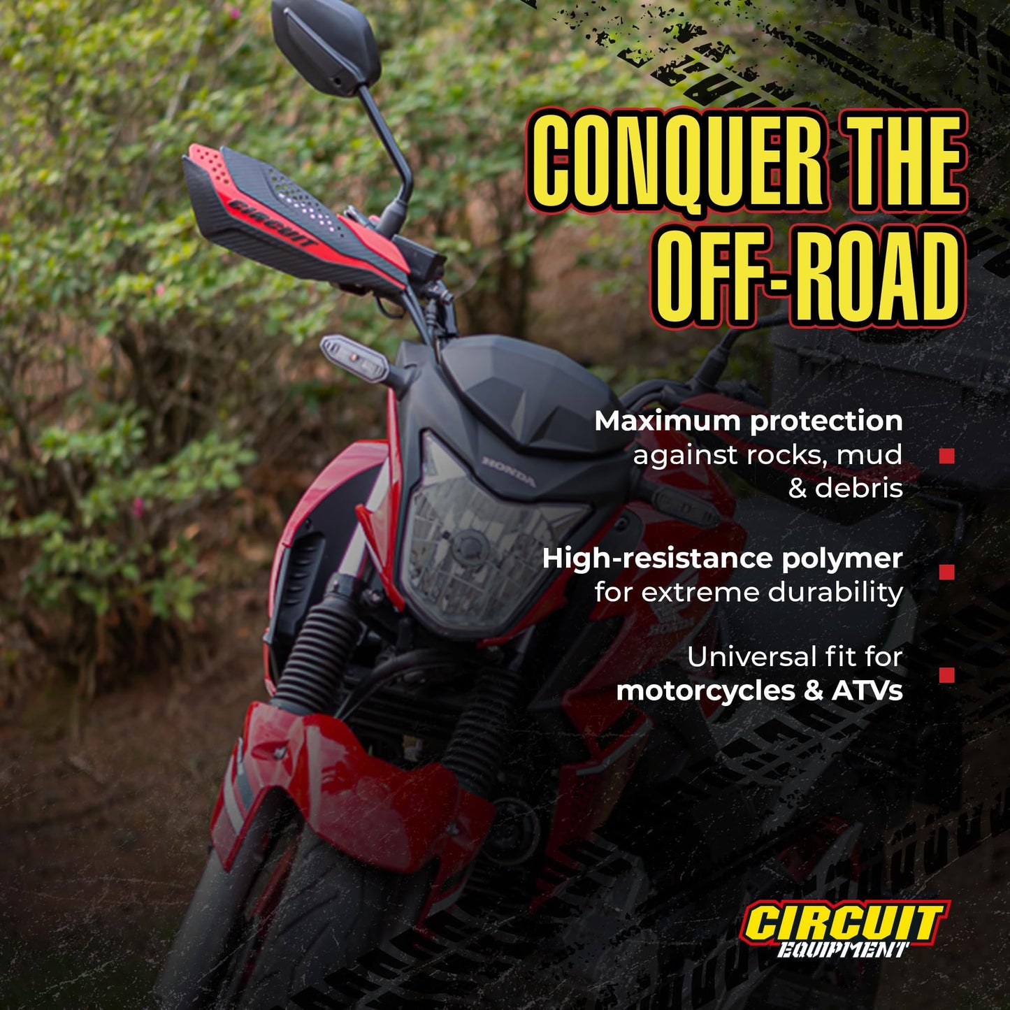 CIRCUIT EQUIPMENT - Universal Motorcycle Handguards - Italian Design, Durable, Weather-Resistant Nylon Brackets and Sleek Finish - Enhanced Control and Protection - Carbon Texture