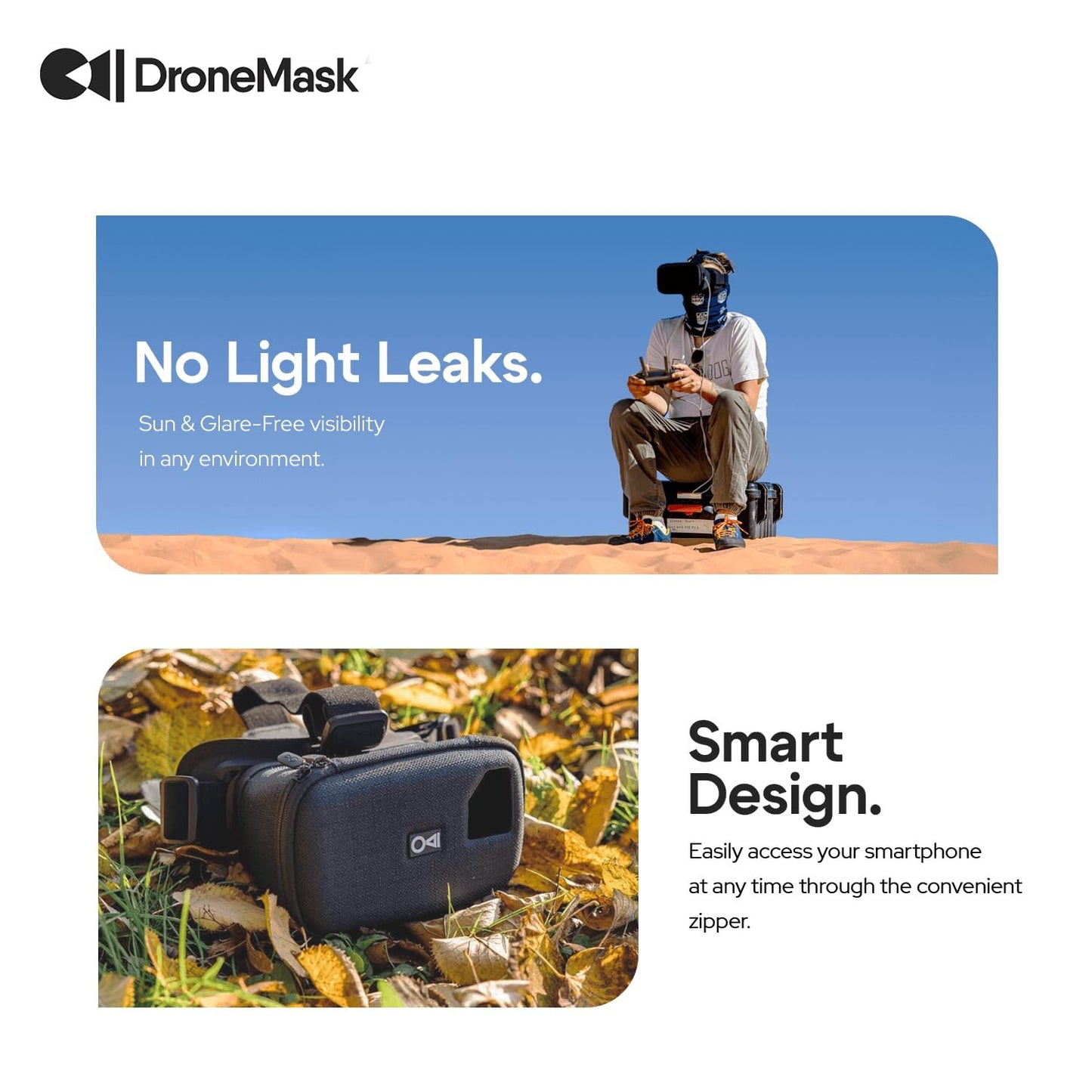 DroneMask 1 | Patented Unibody Lens FPV Goggles | Immersive VR Headset for DJI & GPS Drones